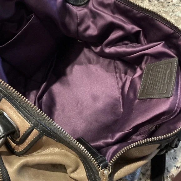 COACH Bronze Metallic Chocolate Brown Leather Shoulder Bag w Strap & Hangtag - Picture 8 of 14